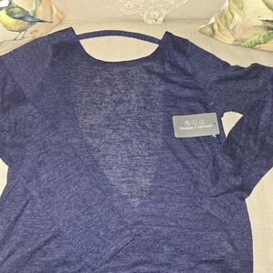 Threads 4 Thought Deep Blue Long Sleeve Tee NWT Low V Back